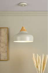 Gaucho 1 Light Single Pendant Grey And Wood Dar Lighting